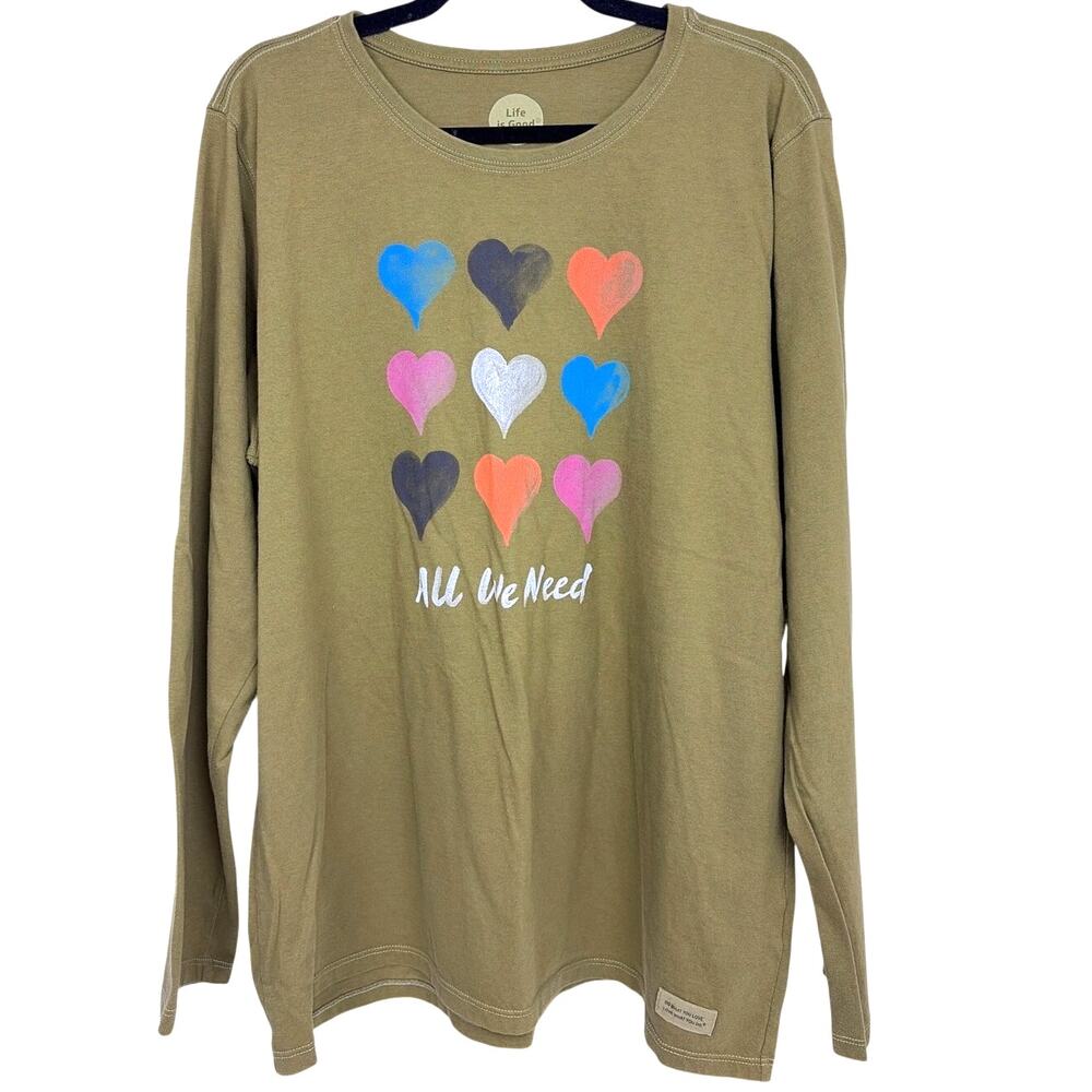 Life is Good Granola Girl Relaxed Gorpcore Crew Neck Earthy Neutral Shirt XXL